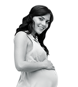 Pregnant mom holding belly